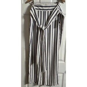 New Directions Linen Blend Wide Leg Women’s Pants XL Attached Belt Tie NWT 